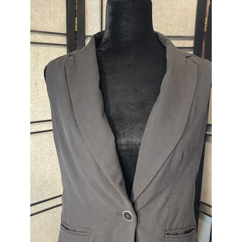 7th Avenue Suiting collection NY & Co Size 6 Sleeveless Black Vest - Picture 2 of 10